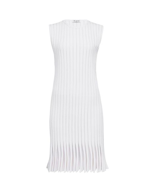 Alaïa White Terry Stripe Mini Dress