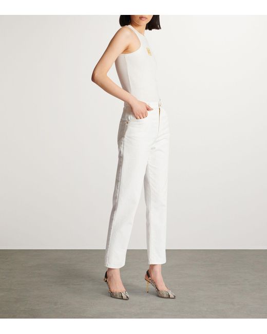 Balmain White High-rise Slim Jeans
