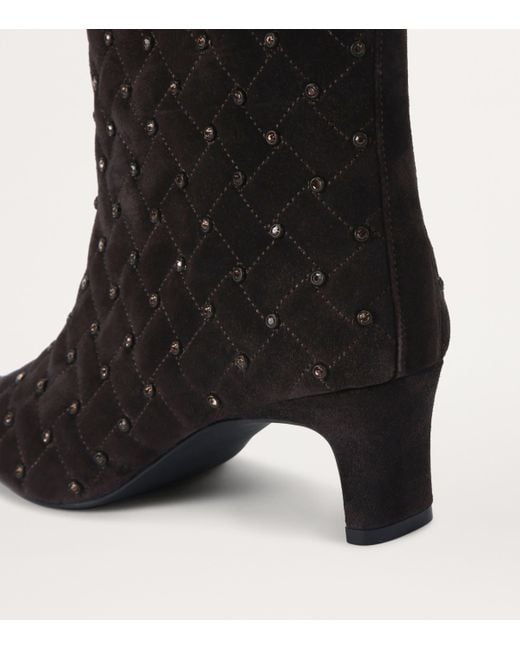 Kurt Geiger Black Leather Cyrstal Embellished Regent Boots