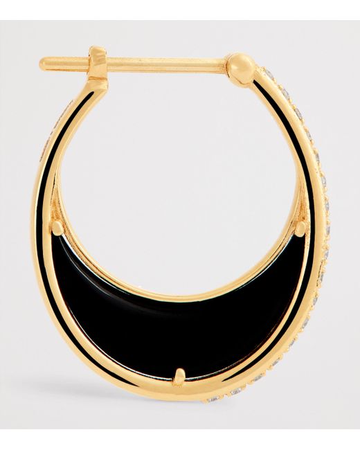 L'Atelier Nawbar Metallic And Diamond Bloop Moon N*93 Hoop Earrings