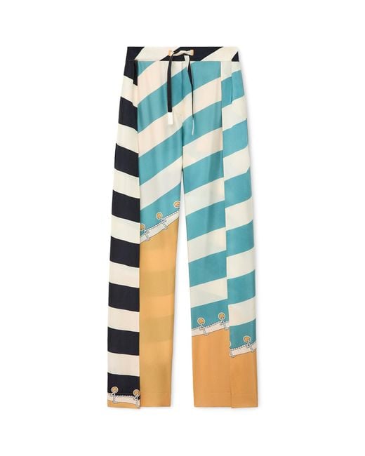 Loewe Blue Silk Printed Trousers