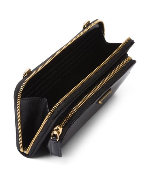 Prada Black Brushed Leather Re-nylon Wallet