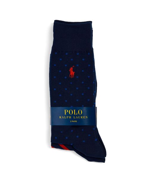Polo Ralph Lauren Blue Patterned Socks (pack Of 2) for men