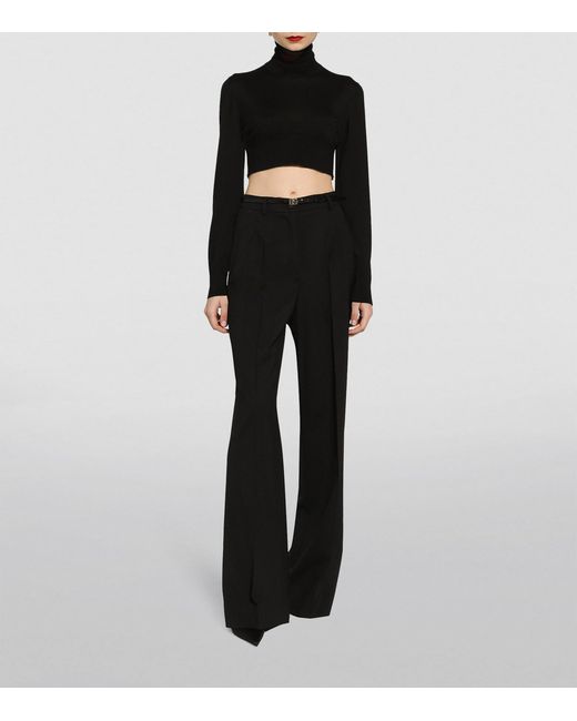 Dolce & Gabbana Black Wool Straight-Leg Trousers