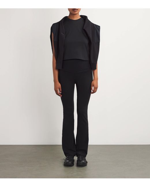 Skims Black Cotton Jersey Foldover Trousers
