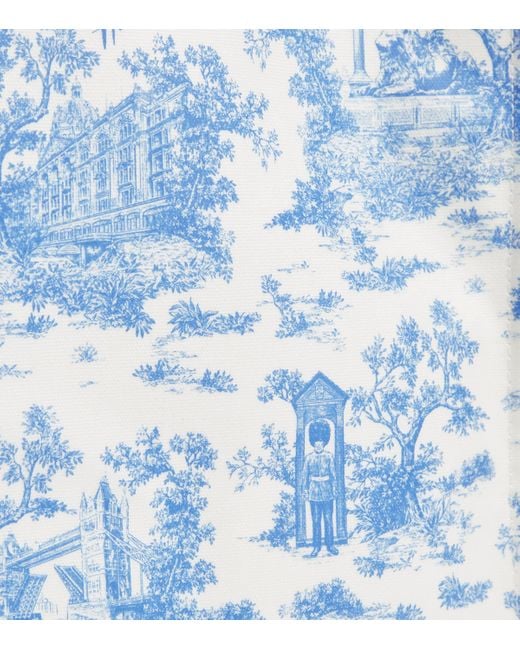 Harrods Blue Toile Shoulder Tote Bag