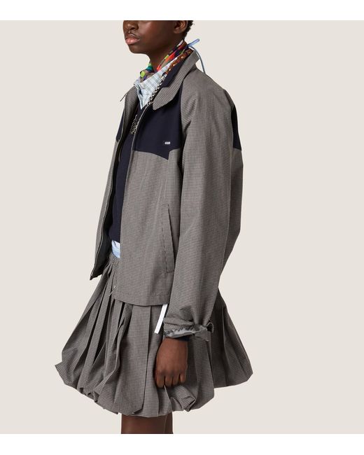 Miu Miu Gray Cotton Gingham Check Jacket