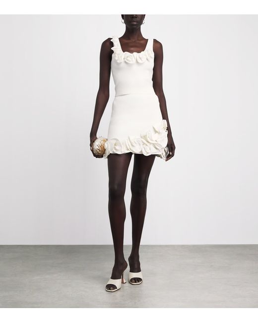 Sandro White Knitted Floral Tank Top
