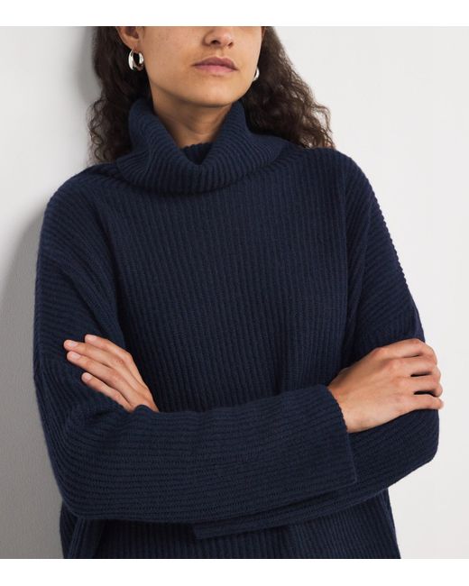 MAX&Co. Blue Cashmere Ribbed Rollneck Sweater