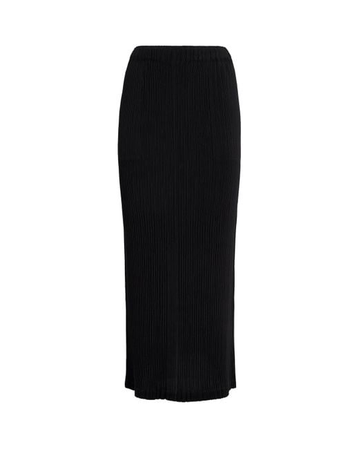 Issey Miyake Black Hatching Bottoms Pleated Maxi Skirt