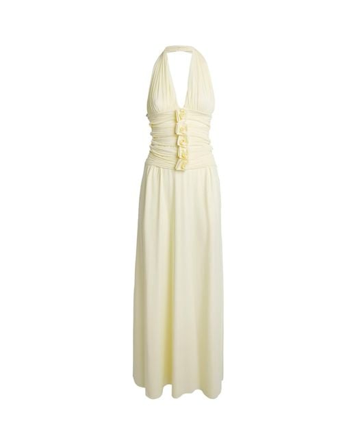 Maygel Coronel Metallic Villadiego Plunge Maxi Dress