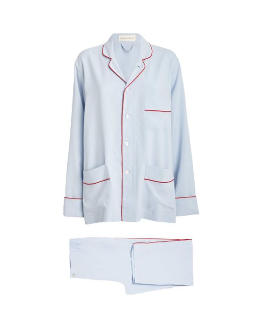 Olivia Von Halle Blue Silk Laurent Pyjama Set