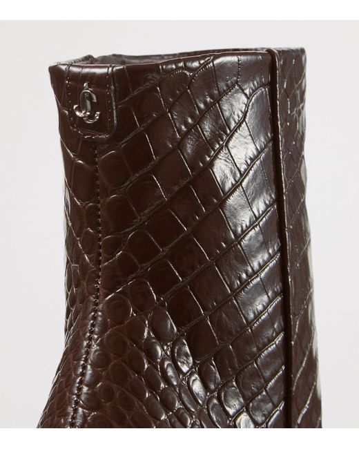 Jimmy Choo Brown Frankie 85 Croc-Embossed Leather Ankle Boots