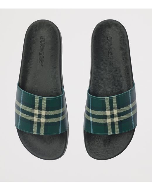 Burberry Green Check Slides for men