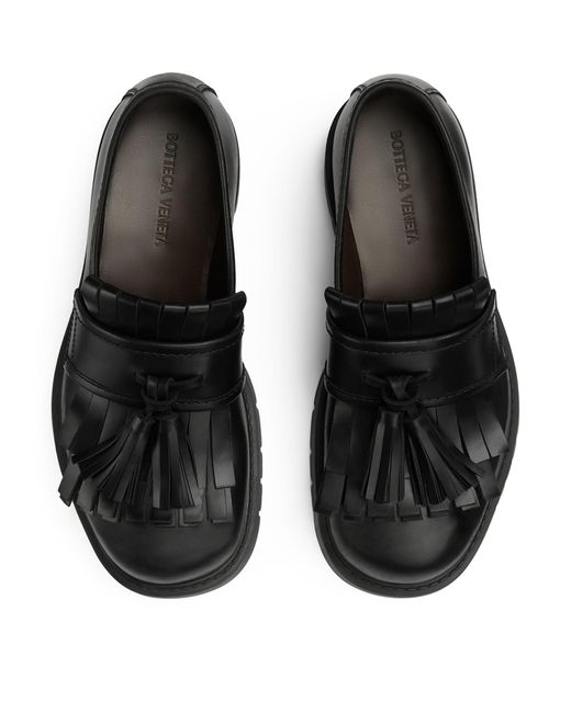 Bottega Veneta Black Leather Tassel-detail Loafers for men
