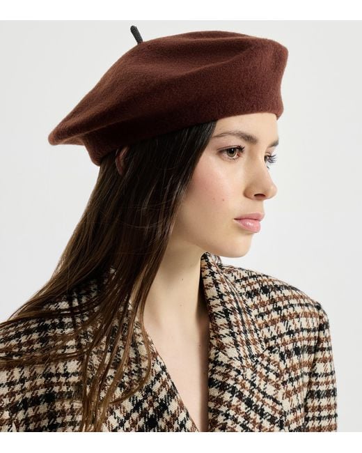 Brunello Cucinelli Brown Wool Beret