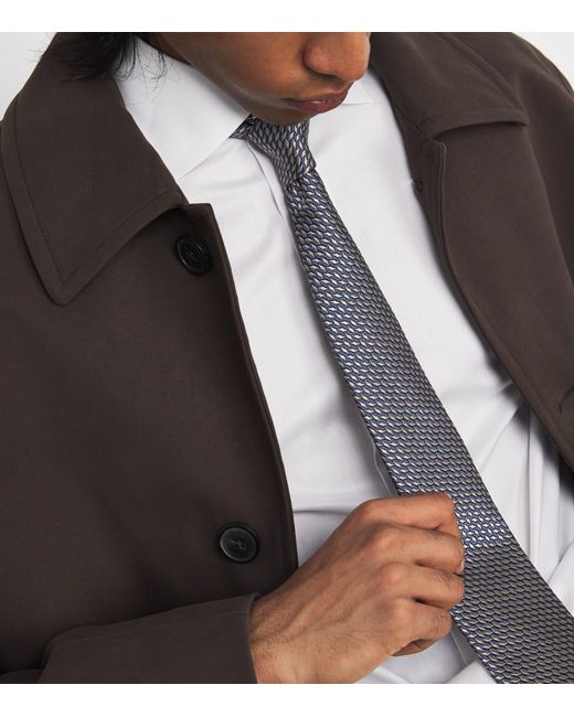 Giorgio Armani White Silk Diamond Jacquard Tie for men
