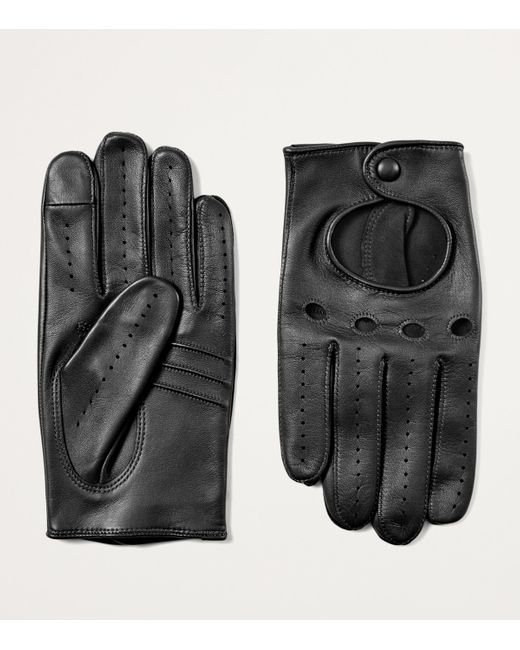 Aspinal Black Nappa Leather Driving Gloves for men