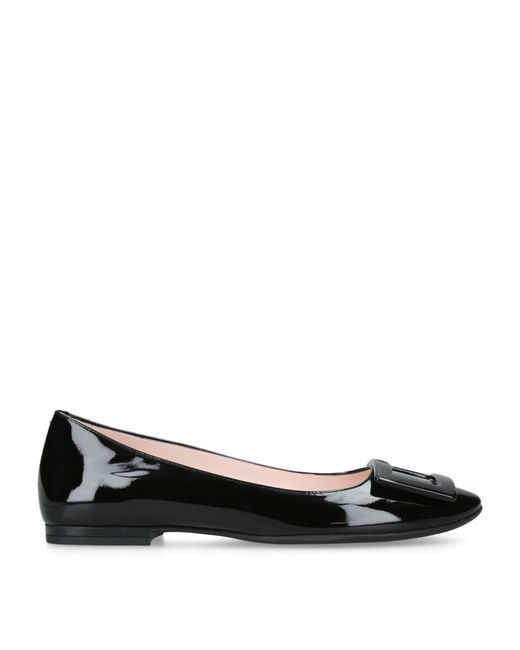 Roger Vivier Black Patent Leather U Look Ballet Flats
