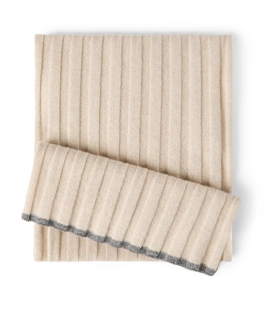 Brunello Cucinelli Natural Cashmere Ribbed Scarf for men
