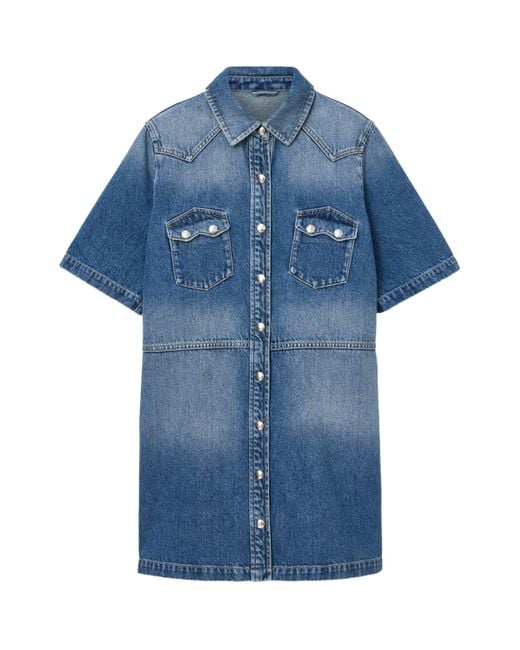 AllSaints Blue Organic Denim Rock Mini Shirt Dress