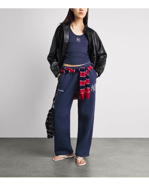 Sporty & Rich Blue X The New York Yankees Embellished Sweatpants
