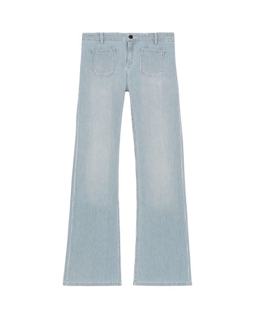 The Kooples Blue Striped Low-rise Flared Jeans