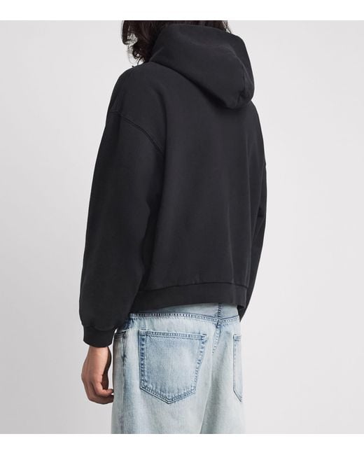 Cole Buxton Black Cotton Distressed Surf Hoodie for men