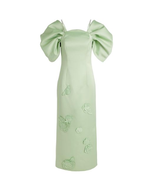 LEO LIN Green Appliqué Arabella Maxi Dress