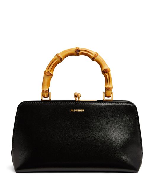 Jil Sander Leather Goji Square-frame Top-handle Bag in Black | Lyst