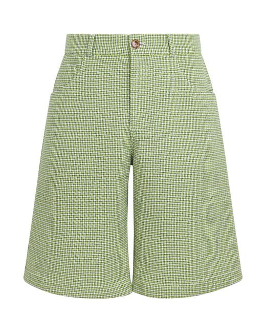 Séfr Green Houndstooth Nasedo Shorts for men