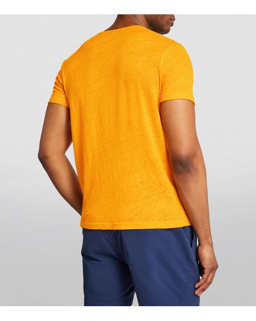 Derek Rose Yellow Linen Jordan T-shirt for men