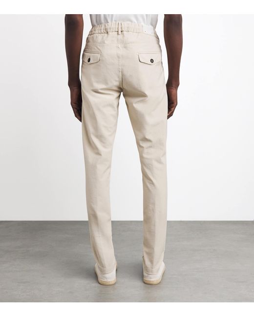 Eleventy Natural Cotton-Blend Drawstring Trousers for men