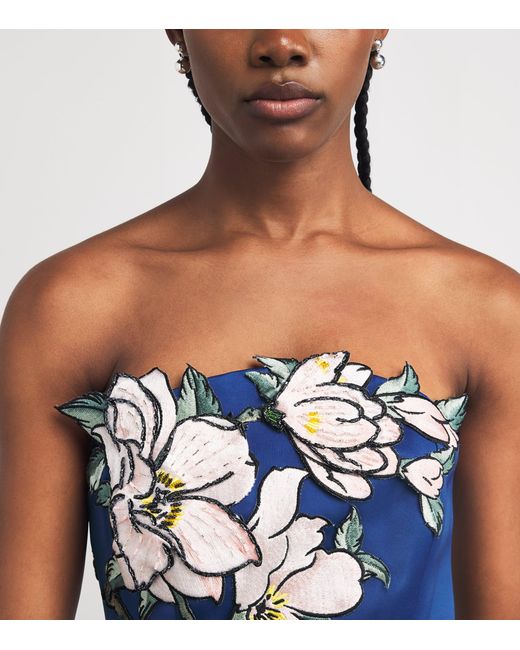 LEO LIN Blue Floral Appliqué Zaria Mini Dress