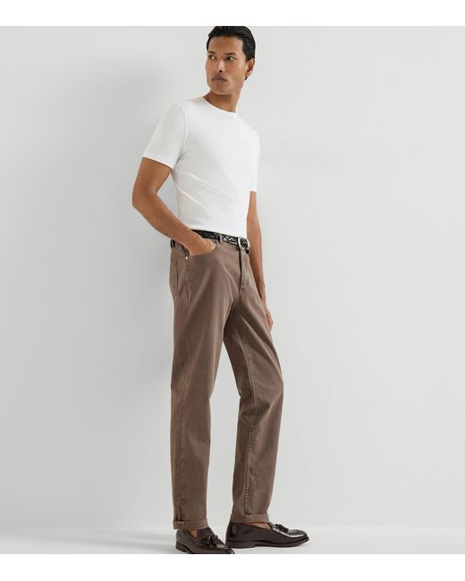 Brunello Cucinelli Gray Garment-Dyed Comfort Cotton Jeans for men