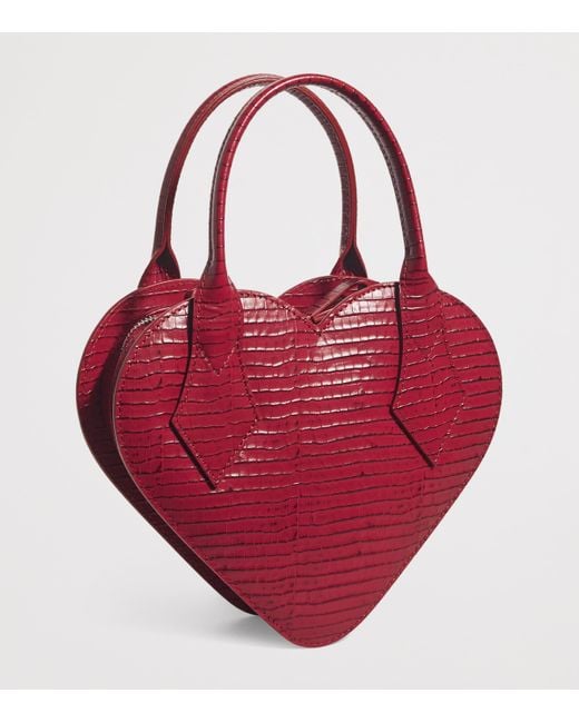 Vivienne Westwood Red Croc-Embossed Leather Josephine Heart Cross-Body Bag