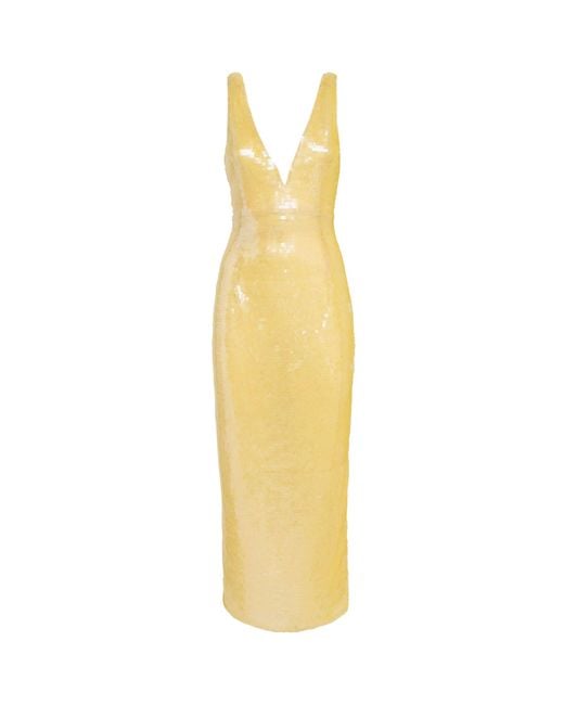 Rachel Gilbert Metallic Embellished Tamzin Sleeveless Midi Dress