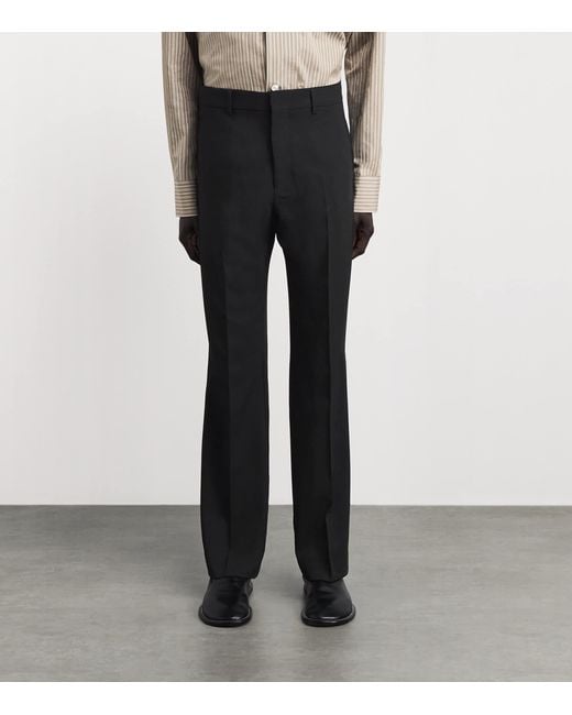 AMI Black Virgin Wool Straight Trousers for men