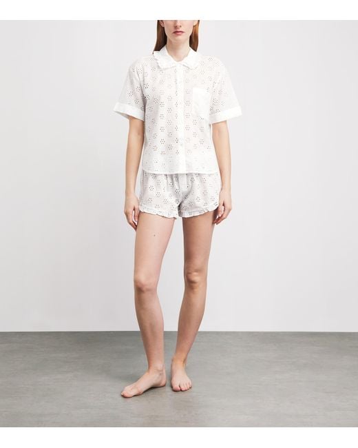 Polo Ralph Lauren White Cotton Eyelet Short Pyjama Set