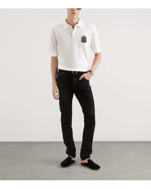 Dolce & Gabbana White Cotton Crest Logo Polo Shirt for men