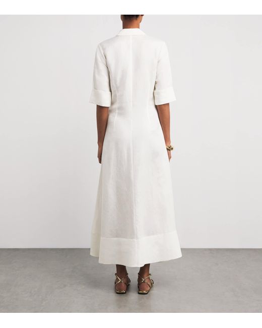 Jonathan Simkhai White Linen-Blend Claudine Midi Shirt Dress