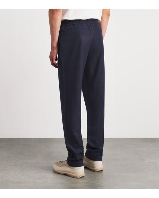 Sease Blue Stretch-Virgin Wool Mindset Drawstring Trousers for men