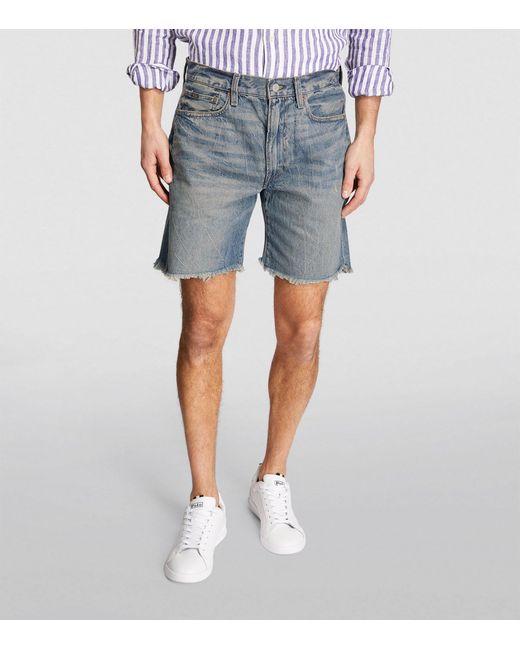 Polo Ralph Lauren Blue Frayed Denim Shorts for men