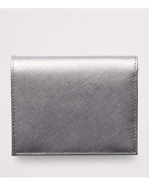 Prada Gray Small Saffiano Leather Bifold Wallet