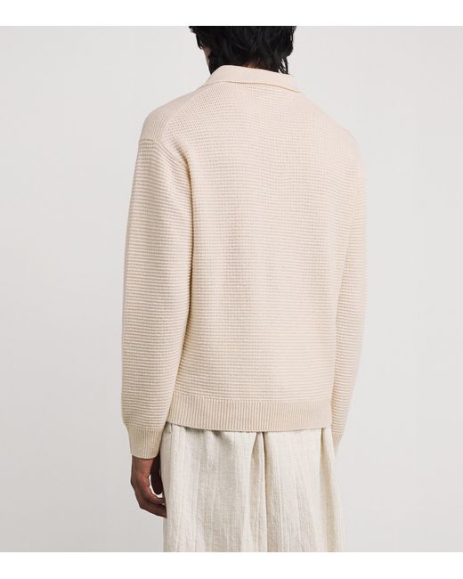 FRAME White Wool-Silk Open Collar Sweatshirt for men