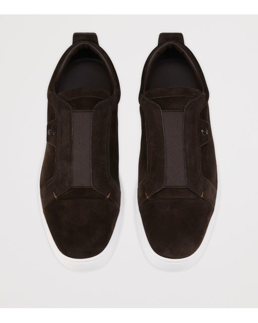 Christian Louboutin Brown St. Louis Suede Slip-On Sneakers for men