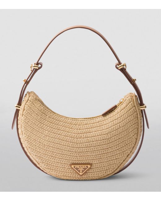 Prada Natural Woven Arqué Shoulder Bag