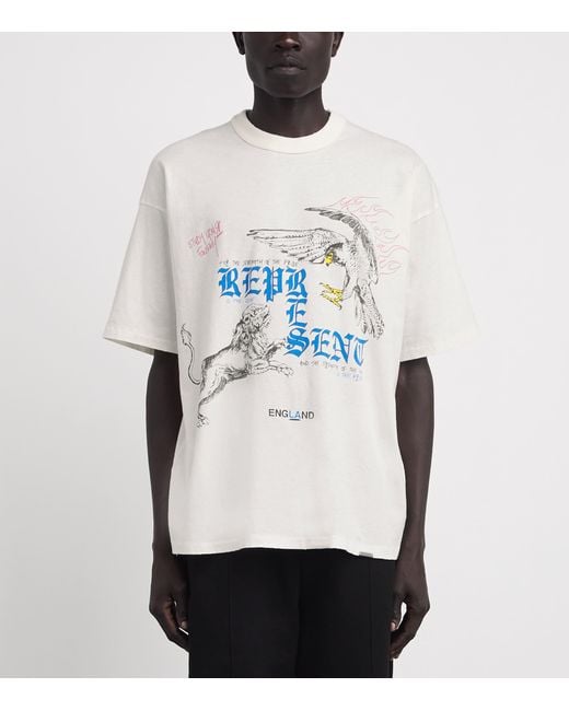 Represent White Organic Cotton-Hemp Printed T-Shirt for men