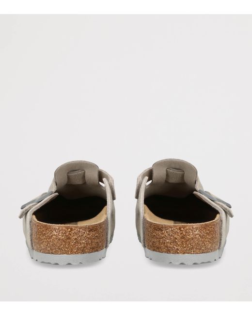 Birkenstock White Suede Boston Clogs