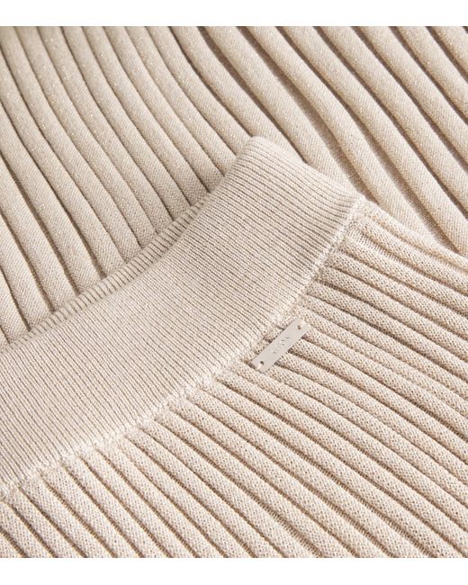 Kiton Natural Wool-Blend Shimmer Midi Skirt